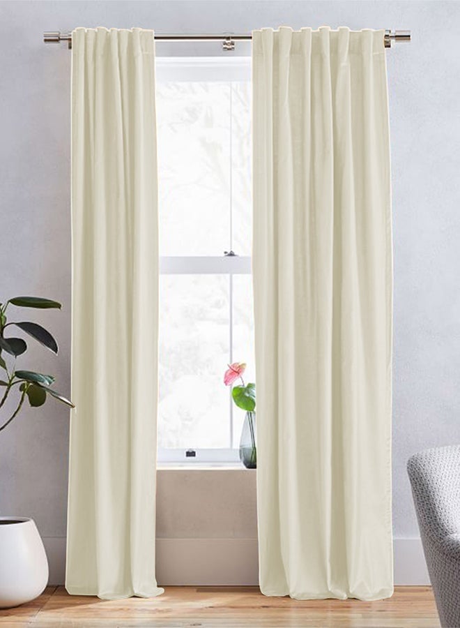REGAL IN HOUSE Velvet Balckout Curtain for Livingroom Ivory 250x140cm - Image 1