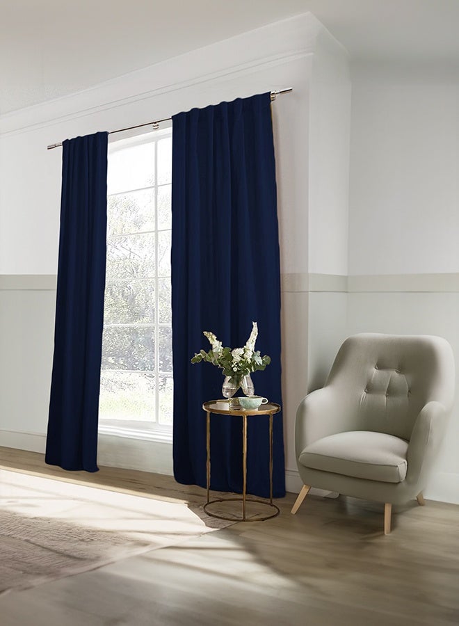 REGAL IN HOUSE Velvet Balckout Curtain for Livingroom Dark Blue 240x140cm - Image 2