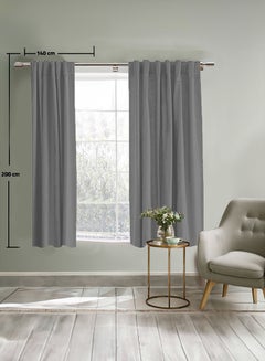 REGAL IN HOUSE Velvet Window Curtain for Bedroom Grey 200x140cm  - Image 1