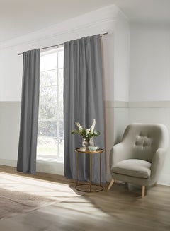 REGAL IN HOUSE Velvet Balckout Curtain for Livingroom Grey 300x140cm  - Image 2