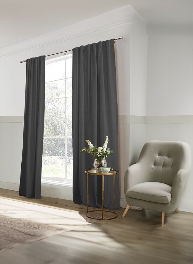 REGAL IN HOUSE Velvet Window Curtain for Bedroom Dark Grey 200x140cm - Image 2