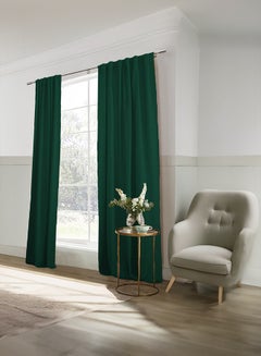 REGAL IN HOUSE Velvet Velvet Balckout Curtain for Livingroom Dark Green 280x140cm  - Image 2