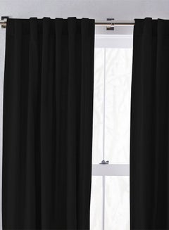 REGAL IN HOUSE Velvet Window Curtain for Bedroom Black 200x140cm  - Image 1