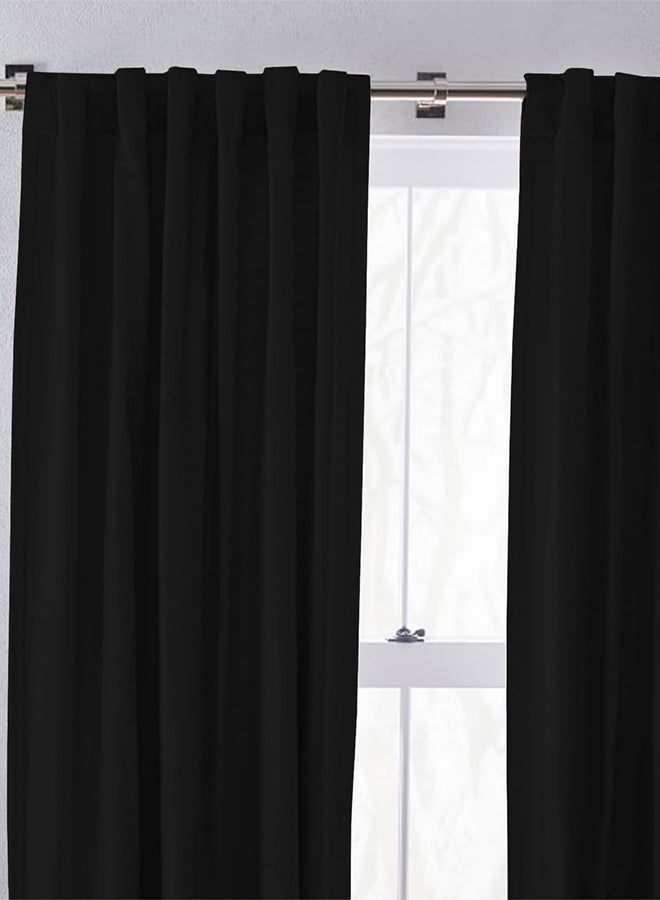 REGAL IN HOUSE Velvet Window Curtain for Bedroom Black 200x140cm  - Image 1