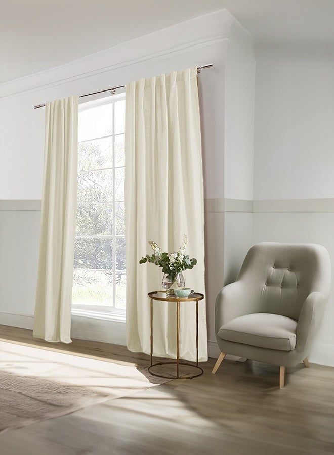 REGAL IN HOUSE Velvet Balckout Curtain for Livingroom Ivory 270x140cm  - Image 2