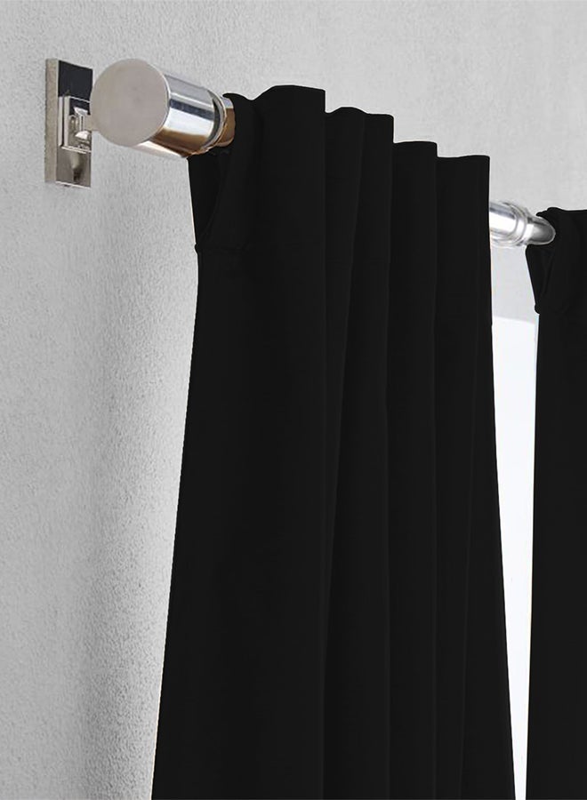 REGAL IN HOUSE Velvet Velvet Balckout Curtain for Livingroom Black 280x140cm  - Image 3