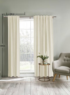 REGAL IN HOUSE Velvet Balckout Curtain for Livingroom Ivory 240x140cm  - Image 1