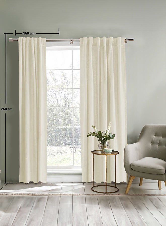 REGAL IN HOUSE Velvet Balckout Curtain for Livingroom Ivory 240x140cm  - Image 1