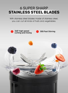 GEEPAS 2-in-1 Blender, Powerful Motor With 2 Speed Setting and Pulse| Transparent And Unbreakable Jars With Stainless Steel Blade, Grinder Attachment| Perfect For making Smoothies, Milkshakes, Etc And Grinding Beans, Coconut, Nuts, Etc|2 Years Warranty 1.8 L 600 W GSB44027T White/Black  - Image 5