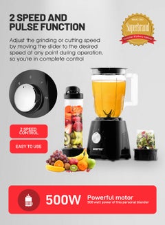 GEEPAS Multi functional Super Blender with 2 speed and Pulse Function Coffee/Spice Grinder Mill & Food Jug Blender 1.5 L 500 W GSB44033N Black/Clear  - Image 4