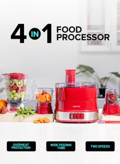 جيباس محضرة طعام 4 في 1 1.5 L 600 W GSB9990 أحمر/فضي  - Image 2