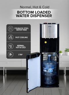 Bottom Load Hot Normal & Cold Water Dispenser With Stainless Steel Water Tank, 5L Hot Water and 2L Cold Water Capacity includes 3 Taps GWD17021 Black/Silver