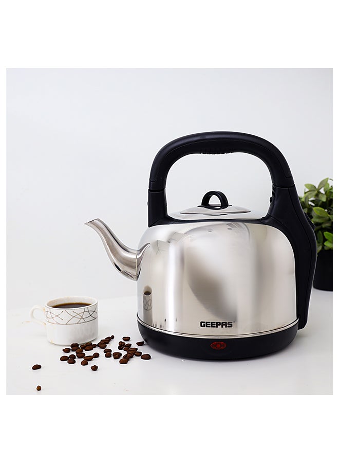GEEPAS Arab Traditional Electric Kettle - Stainless Steel, Double Safety, Auto Shutoff 4.2 L 2400 W GK38025 Silver/Black  - Image 1