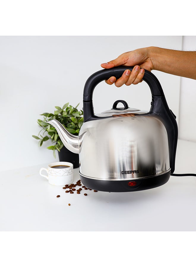 GEEPAS Arab Traditional Electric Kettle - Stainless Steel, Double Safety, Auto Shutoff 4.2 L 2400 W GK38025 Silver/Black  - Image 2