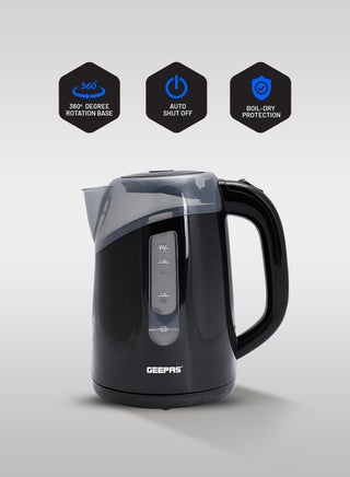 Electric Kettle, Plastic Water Kettle, Boil Dry Protection | Detachable Filter Spout | Automatic Lid Open Function 1.7 L 2200 W GK38027 Black/Clear - pnsku/N39612902A/45/_/1725540535/75672c53-fdb6-4bba-ba01-0c42643758b3