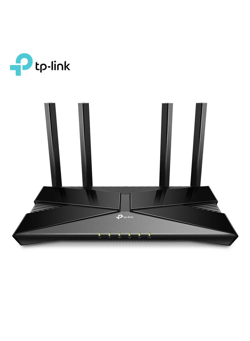 TP-LINK - Archer AX20 AX1800 Dual Band WiFi 6 Router, Quad-Core Processing, Gigabit LAN & USB Ports, WPA3 Cyber Security, Parental Controls, Long Range Coverage, Works with Alexa Black - Image 1