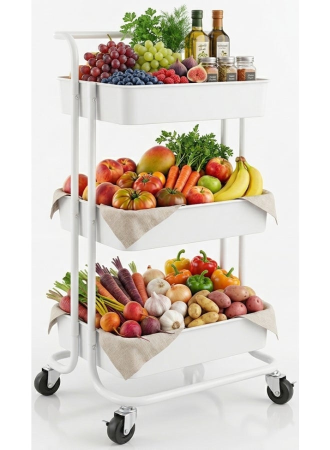عربة خضار بعجلات متعددة الاستخدامات أبيض 85x45x35سم