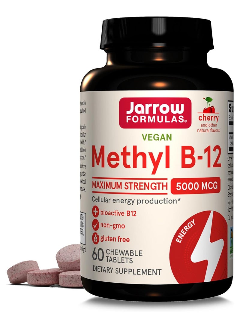 مكمل غذائي ميثيل B-12 بتركيز 5000 ميكروجرام - مكون من 60 قرص قابل للمضغ