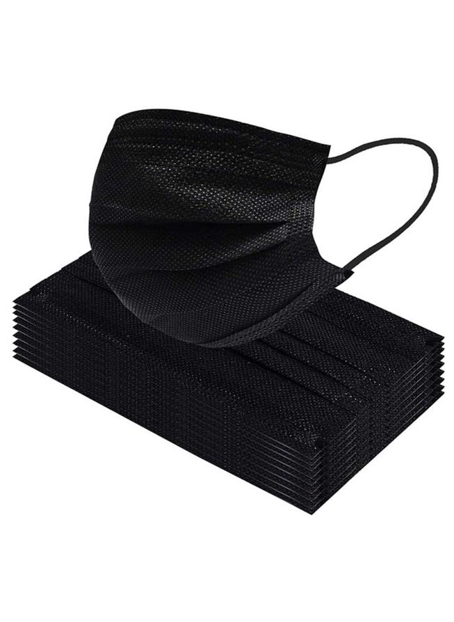 50-Piece 3-Layer Disposable Black Face Mask For Adults - Image 1