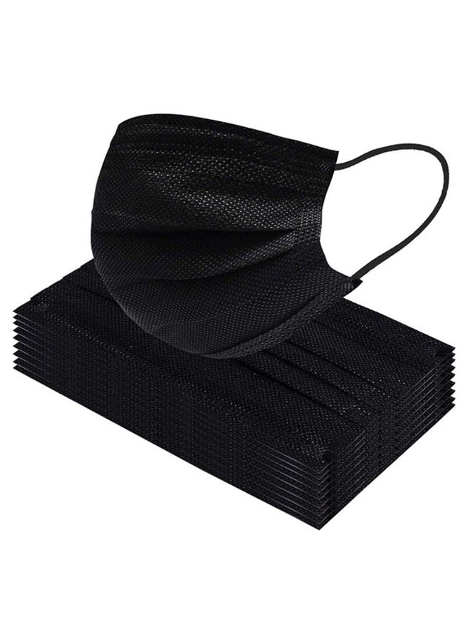 قناع وجه أسود من 3 طبقات للاستخدام مرة واحدة للبالغين (50 قطعة) - Image 1