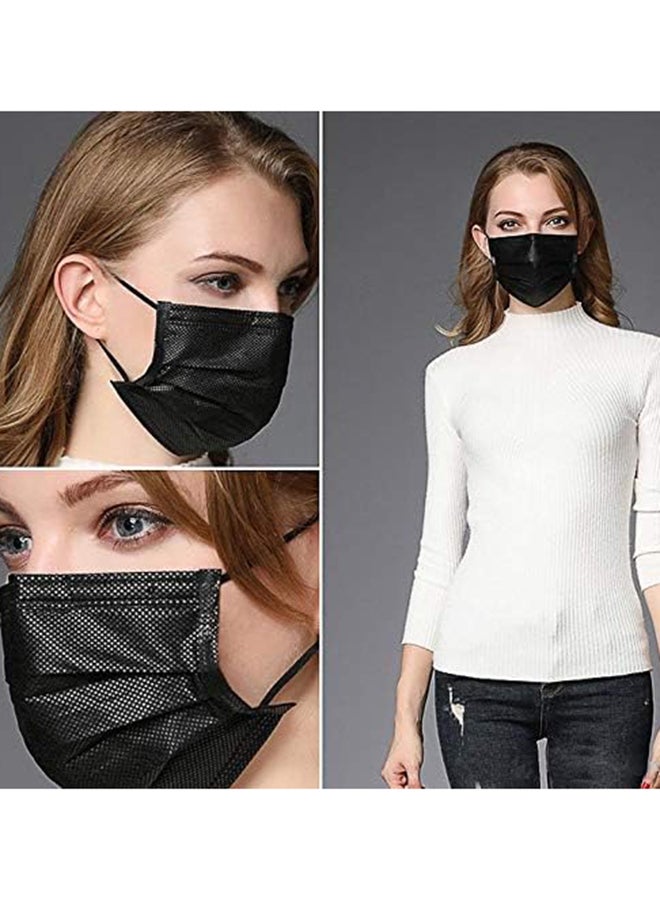 قناع وجه أسود من 3 طبقات للاستخدام مرة واحدة للبالغين (50 قطعة) - Image 4