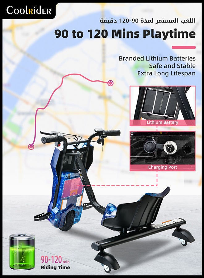 Cool Rider - 24V High-Power 360° Drifting Scooter-Adjustable With Bluetooth And Protective Gear 68.5x54x21cm - Image 1