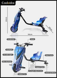 Cool Rider 24V High-Power 360° Drifting Scooter-Adjustable With Bluetooth And Protective Gear 68.5x54x21cm  - Image 5