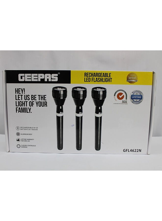 GEEPAS 3 In 1 Rechargeable LED Handheld Flashlight Torch Black - Image 2