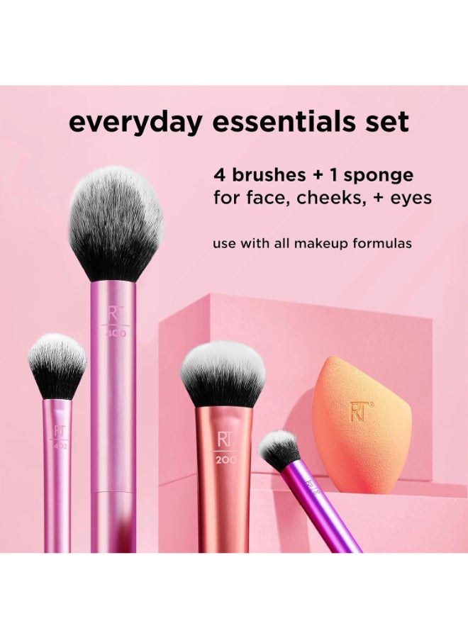 REAL TECHNIQUES Everyday Essentials Makeup Brush Set with Bonus Miracle Complexion Sponge Multicolor  - Image 5