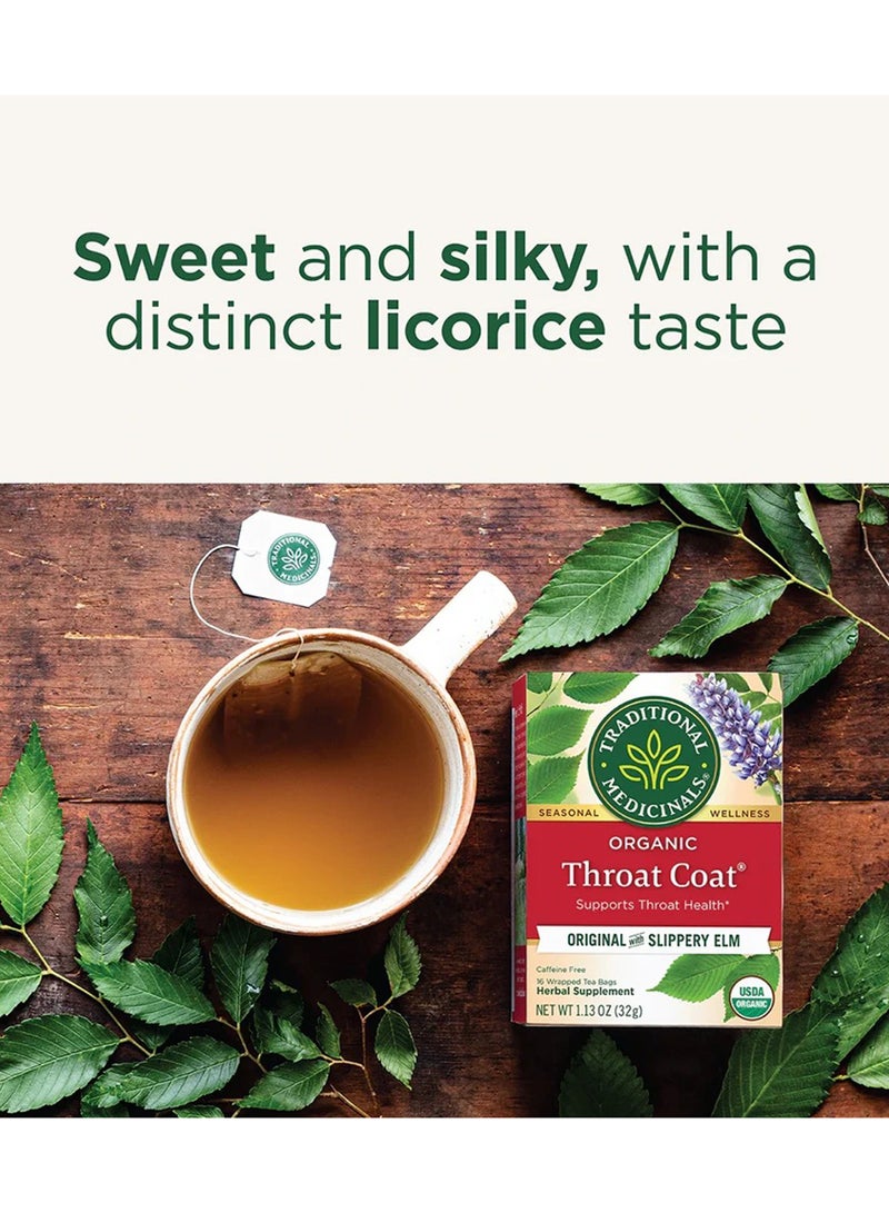 Traditional Medicinals Organic Throat Coat, Infused with Slippery Elm, Support Throat Health, Caffeine Free, 16 Tea Bags  - Image 3