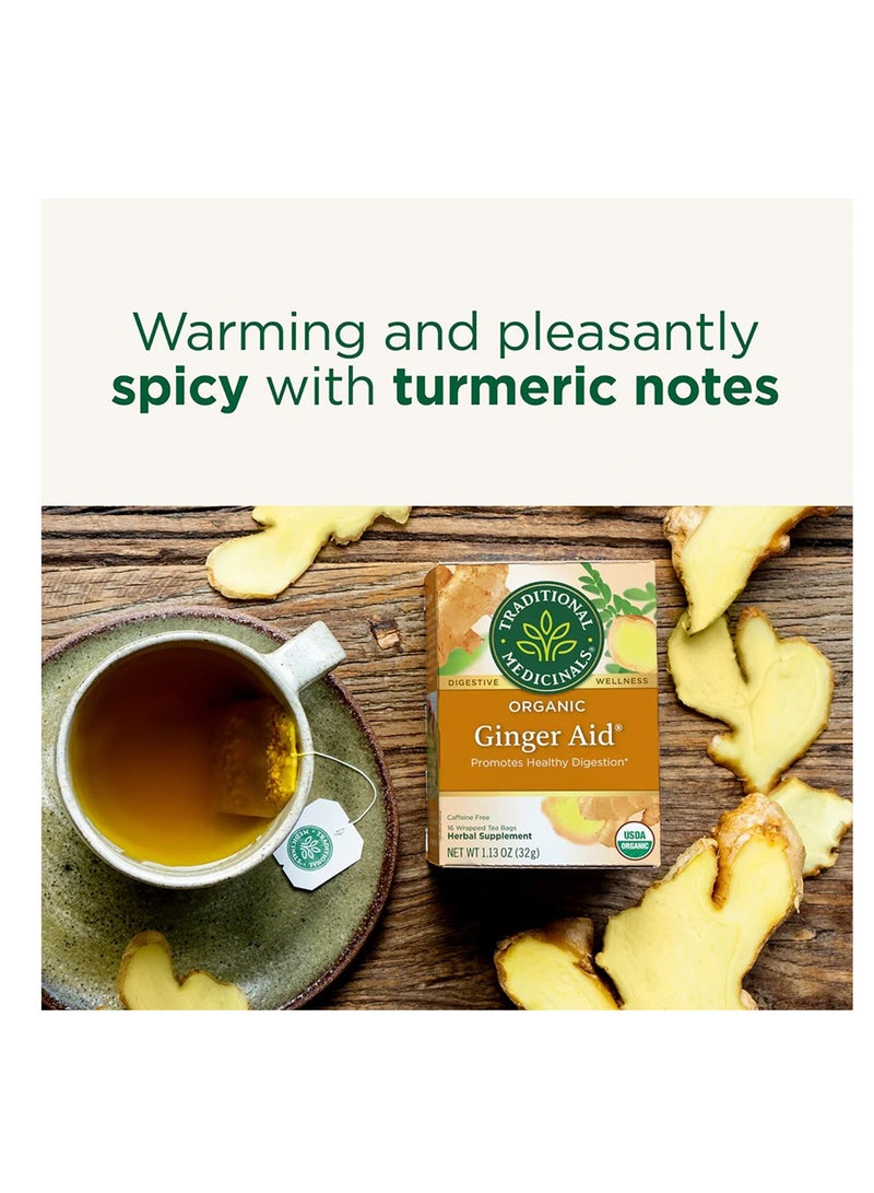 Traditional Medicinals Organic Ginger Aid, Promotes Healthy Digestion & Relieves Nausea, Caffeine Free, 16 Tea Bags  - Image 3