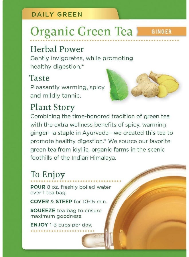 Traditional Medicinals Organic Green Tea Infused With Ginger Caffeine Free 16 Tea Bags  - Image 2