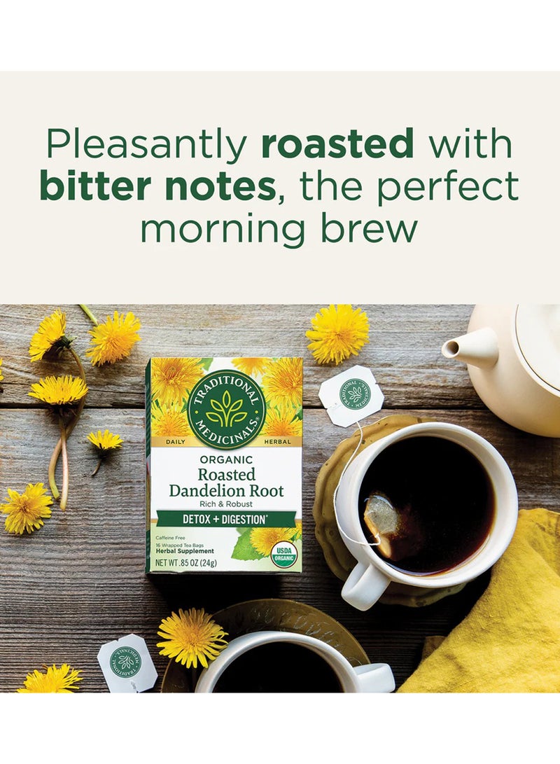 Traditional Medicinals Organic Roasted Dandelion Root, Ideal for Detox and Digestion, Caffeine Free, 16 Tea Bags  - Image 3