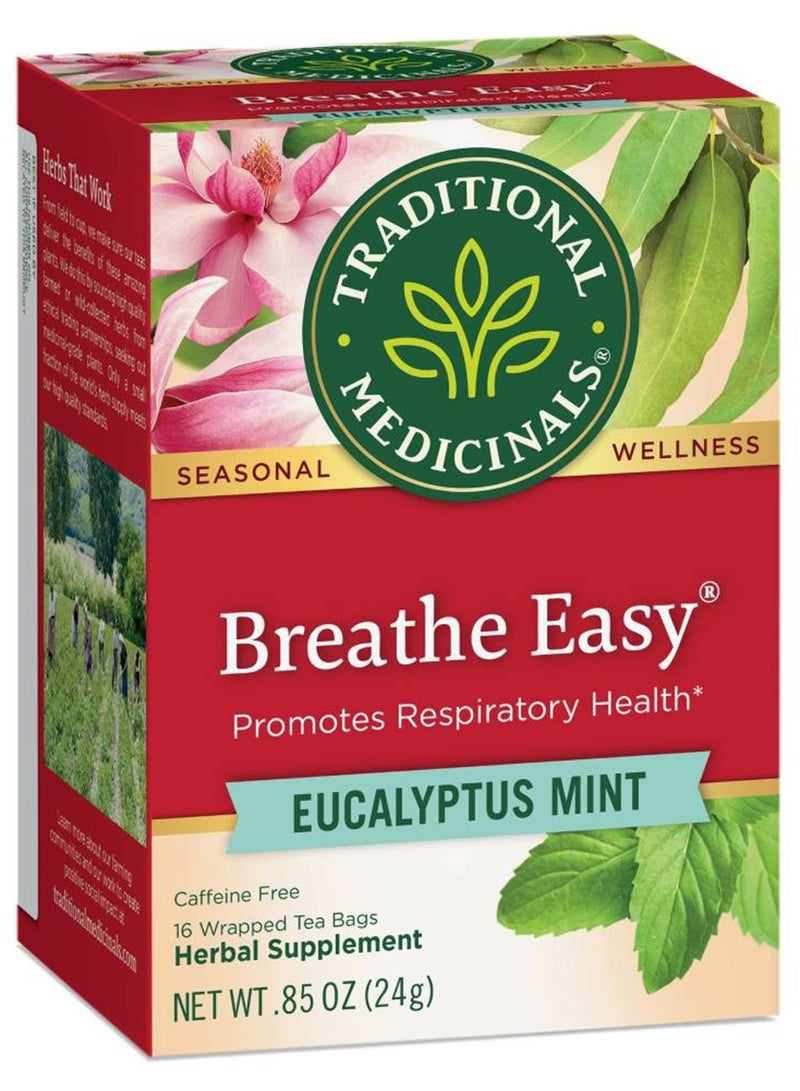 Traditional Medicinals Breathe Easy, Promotes Respiratory Health, Caffeine Free, 16 Tea Bags  - Image 1