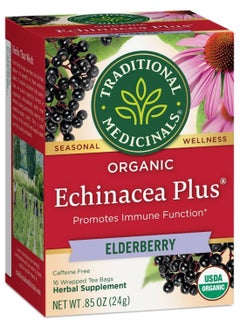 Organic Echinacea Plus, Infused with Elderberry, Promotes Immune Function, Caffeine Free, 16 Tea Bags - pnsku/N39694266A/45/_/1722511084/7520f11b-9e45-4e26-a3b3-459422f1bbf2