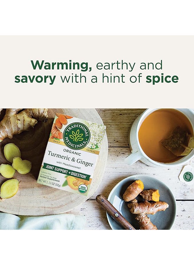 Traditional Medicinals Organic Turmeric And Ginger Tea Bags Meadowsweet For Joint Support And Digestion Caffeine Free 16 Tea Bags 32G  - Image 3
