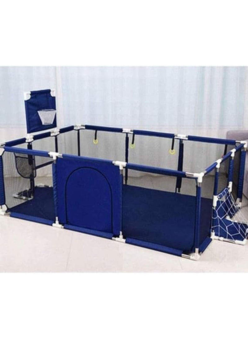 SKY-TOUCH Large Toddler Stainless Steel Pipe Foldable Safe Playpen For Twin - Blue - Image 5