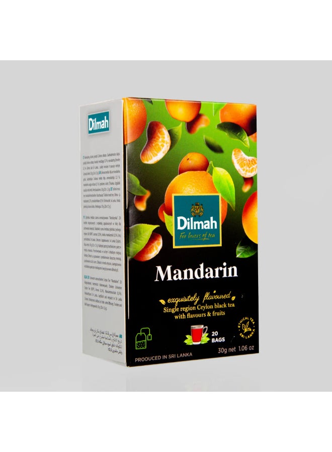 Dilmah Mandarin Flavored Ceylon Black Tea 20 Tea Bags Mandarin 