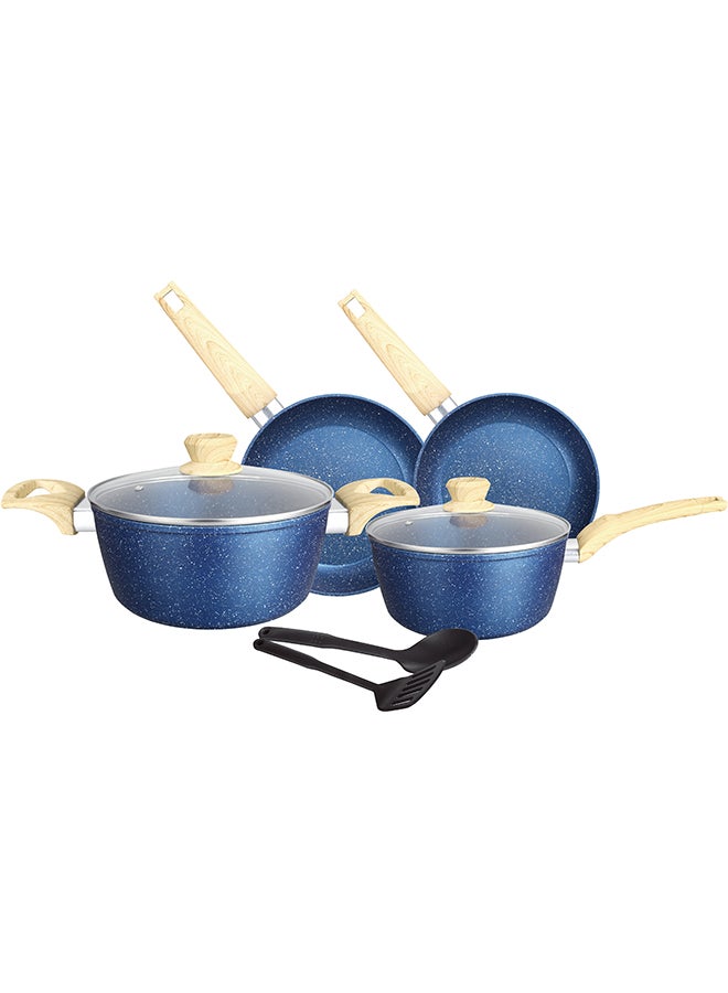 Insiya - 8-Piece Premium Granite Coated Aluminium Cookware Set Blue - Image 1
