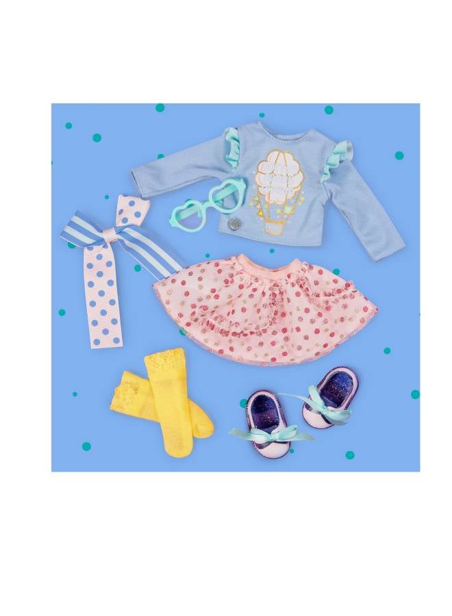 GLITTER GIRL - 6-Piece Spun Sugar Fun Deluxe Cotton Candy Doll Outfit Set GG50030Z - Image 1