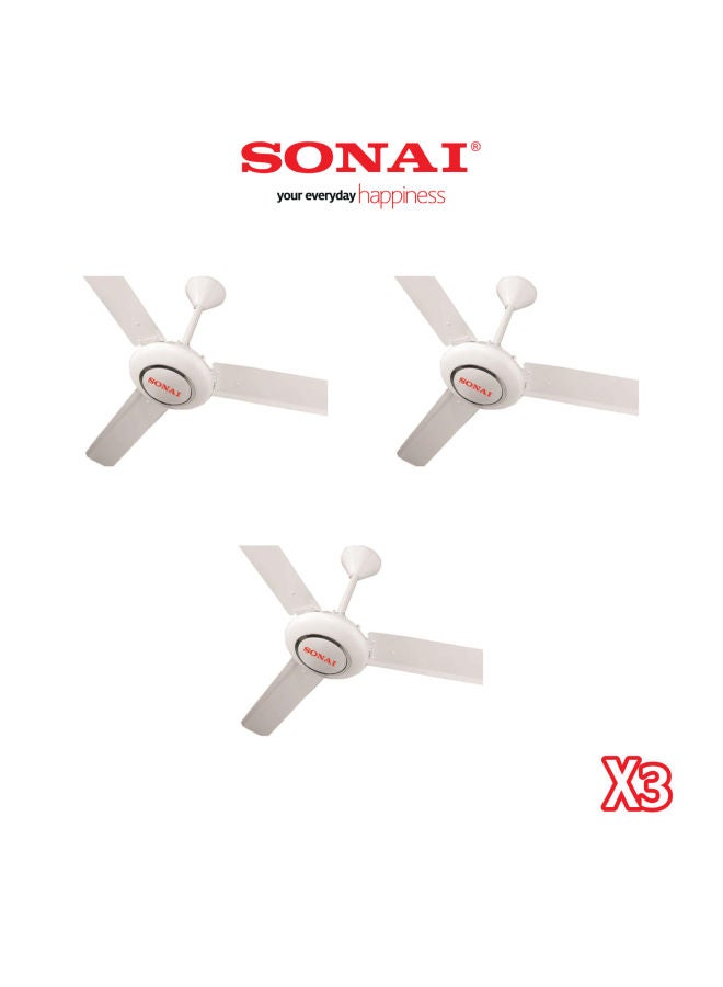 سوناي مروحة سقف سوناي، 5 إعدادات للسرعة، 3 ريشة، لون أبيض - MAR-560 (X3) 75 W MAR-560 أبيض  - Image 4