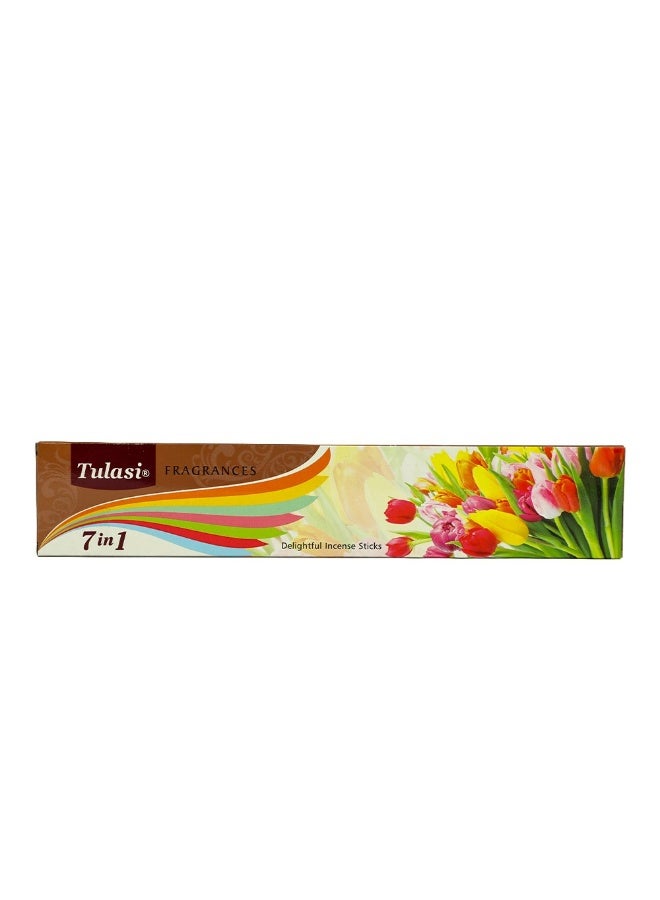 Tulasi 7-in-1 Assorted Incense Sticks (Agarbatti) for Pooja, Prayer, Meditation & Home Fragrance, 1 Pack Multicolour - Image 1
