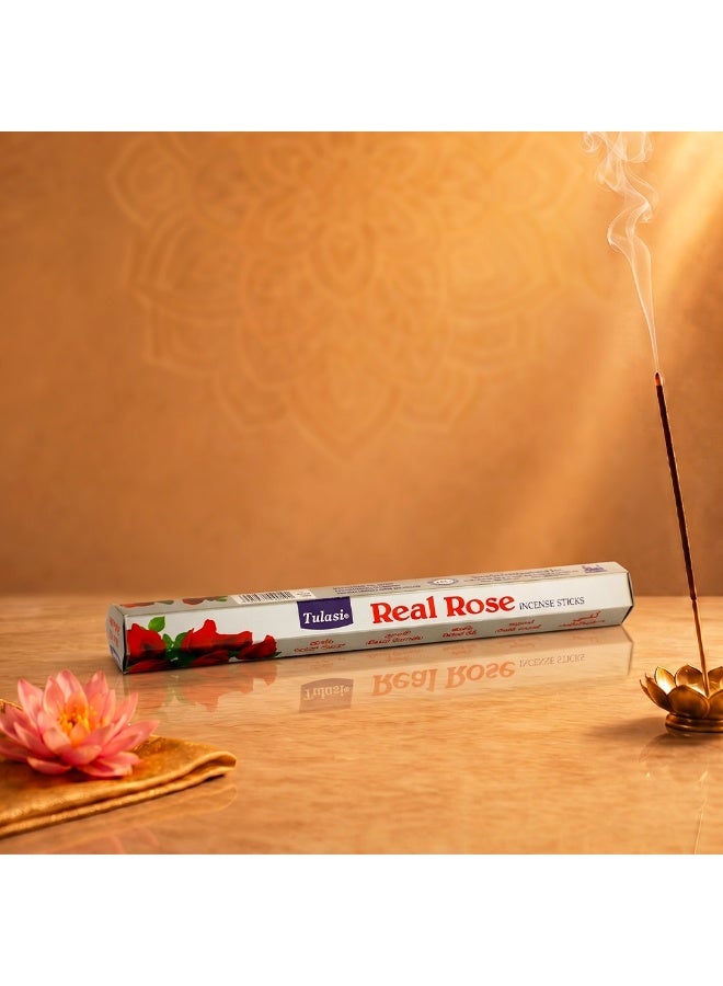 Tulasi Hexa Real Rose Incense Sticks (Agarbatti) for Pooja, Prayer, Meditation & Home Fragrance, 15gm,  1 Pack Grey - Image 5