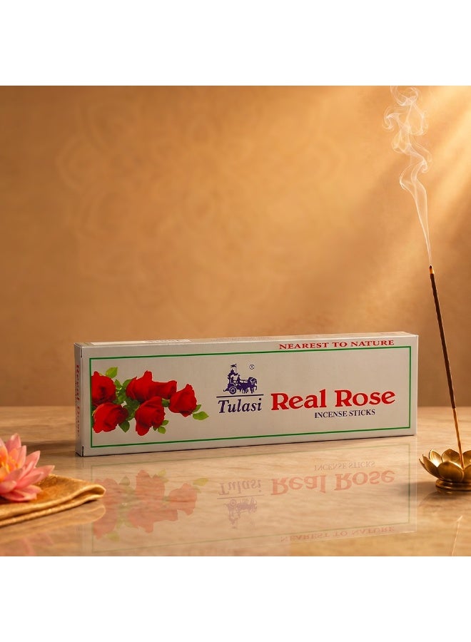 Tulasi Real Rose Incense Sticks (Agarbatti) for Pooja, Prayer, Meditation & Home Fragrance, 100 Sticks, 1 Pack - Image 5