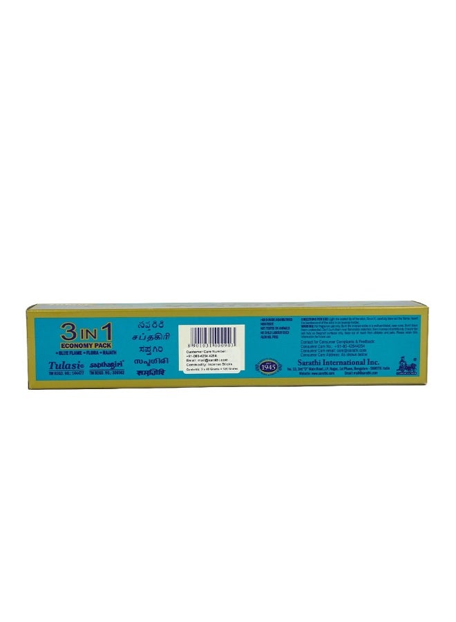 Tulasi Sapthagiri 3-in-1 Incense Sticks (Agarbatti) for Pooja, Prayer, Meditation & Home Fragrance, 1 Pack Brown 120grams - Image 3