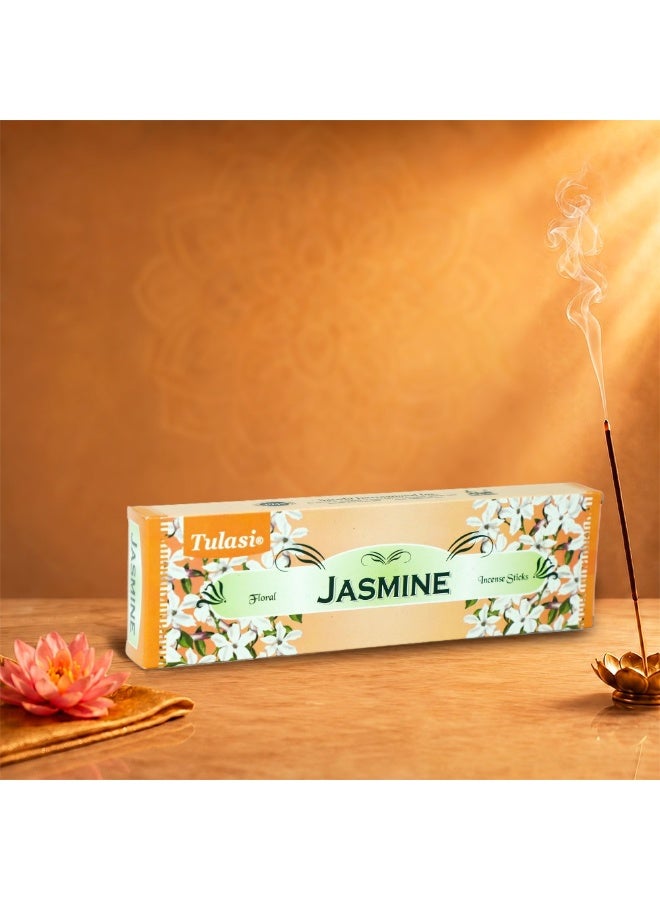 Tulasi Jasmine Incense Sticks (Agarbatti) for Pooja, Prayer, Meditation & Home Fragrance, 1 Pack - Image 4