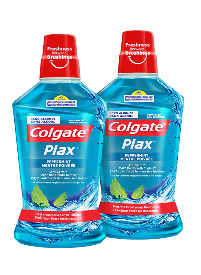 Colgate - Pack Of 2 Plax Peppermint Mint Mouthwash 500ml - Image 1