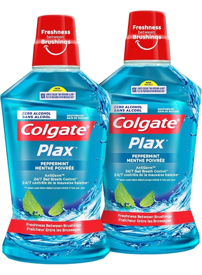 Colgate - Pack Of 2 Plax Peppermint Mint Mouthwash 500ml - Image 1