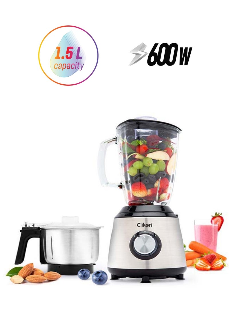 Clikon Hexa Crystal Pro Glass Blender 1.5 L 600 W CK2622 Brushed Steel - Image 1
