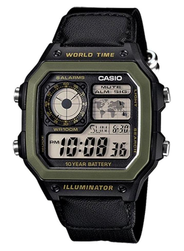 كاسيو ساعة رقمية بالتوقيت العالمي AE-1200WHB-1B - 39 ملم - أسود - Image 1